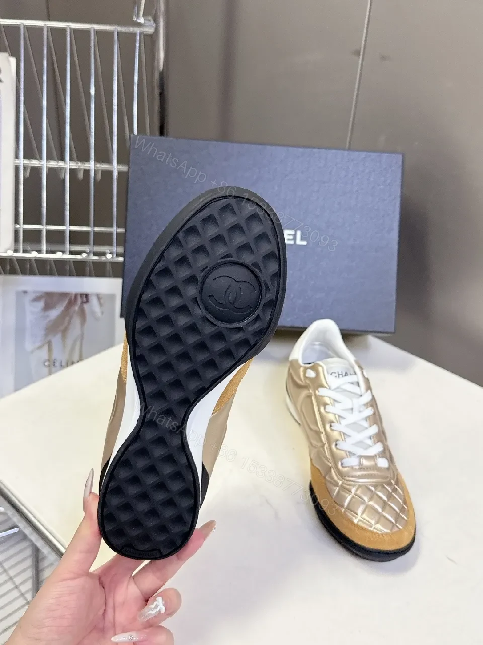 View 5 of Metallic Quilted High-Top Sneakers with Luxe Comfort