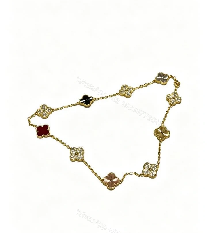 View 3 of Van Cleef Arpels Alhambra Dupe Multicolor 10-Motif Clover Necklace