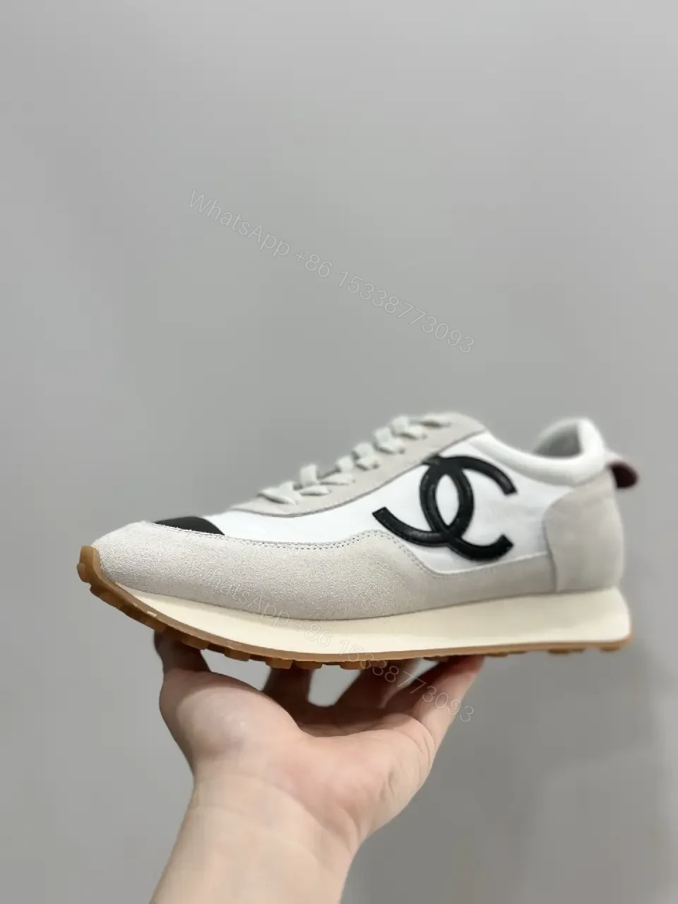 View 3 of Lux Suede-Leather High-Top Sneakers with Iconic Logo