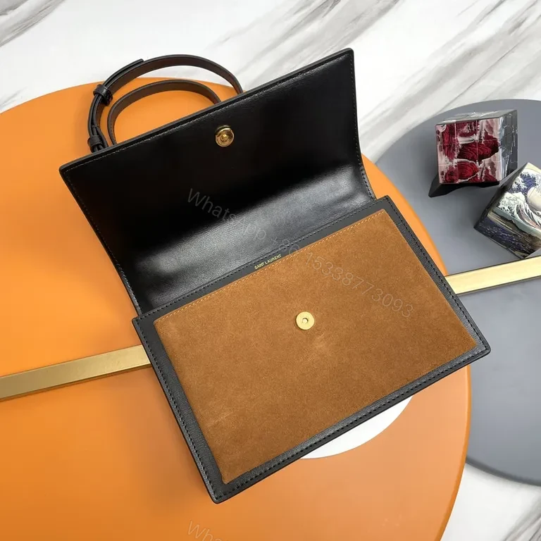 View 9 of Chic YSL Crossbody: Leather-Suede, Gold Logo, Luxe Everyday