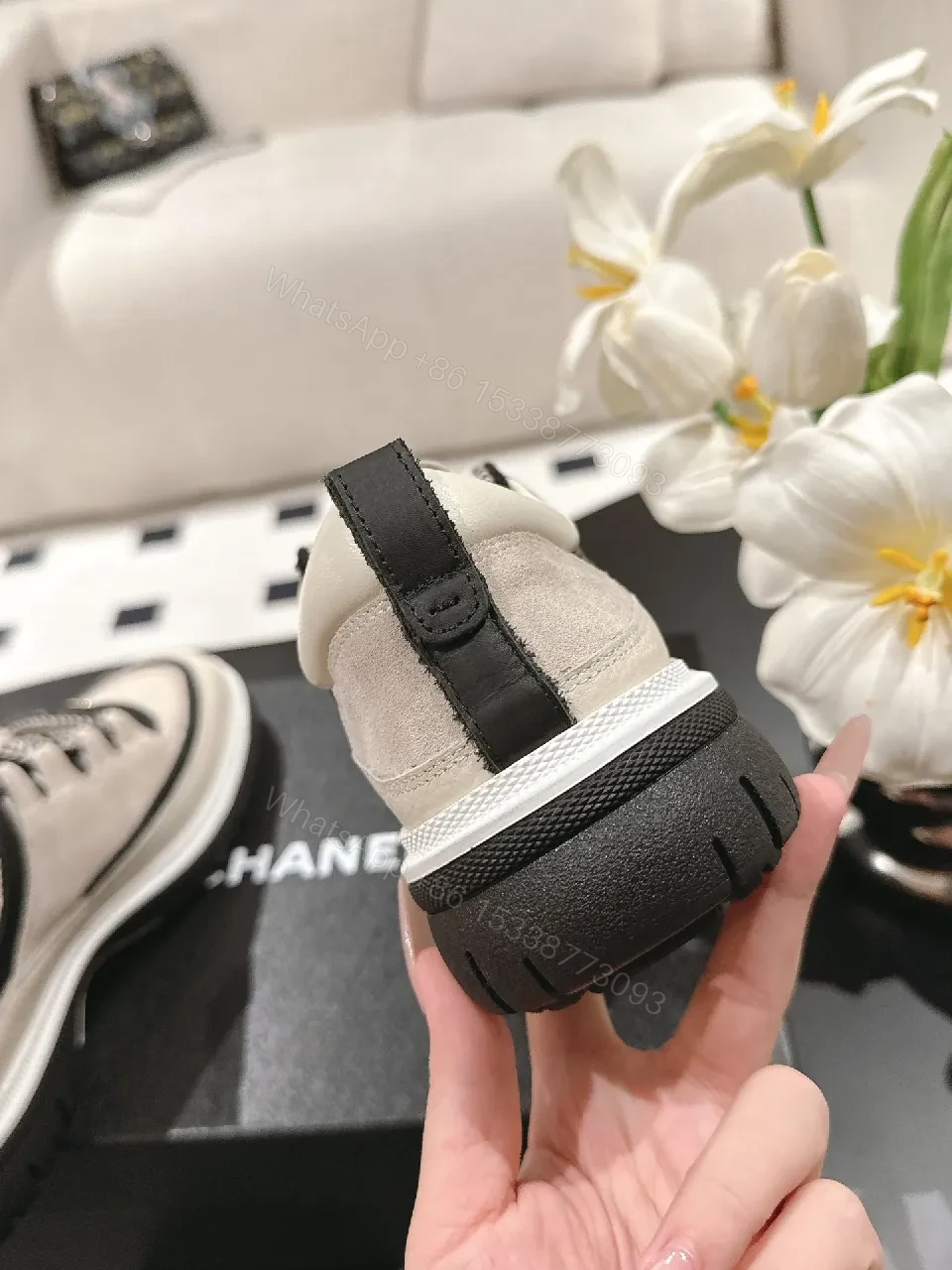 View 2 of Chic Quilted Leather Sneaker: Luxe Contrast, All-Day Comfort