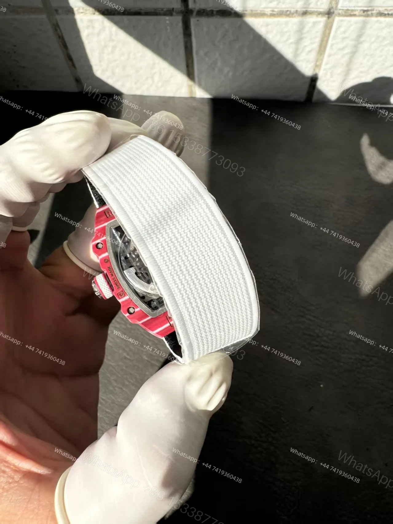 View 12 of Super Clone Richard Mille RM67-02 “Mutaz Barshim” Quartz TPT Skeleton Tourbillon 1:1 Replica Watch with White Strap