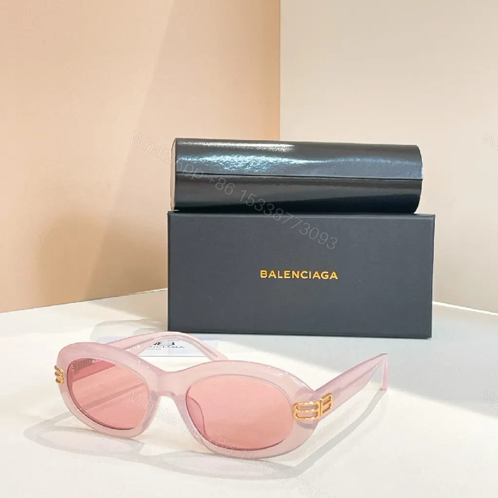 Soft Pink Frame Cat-Eye Sunglasses with Gold Accents, UV400 — view 1