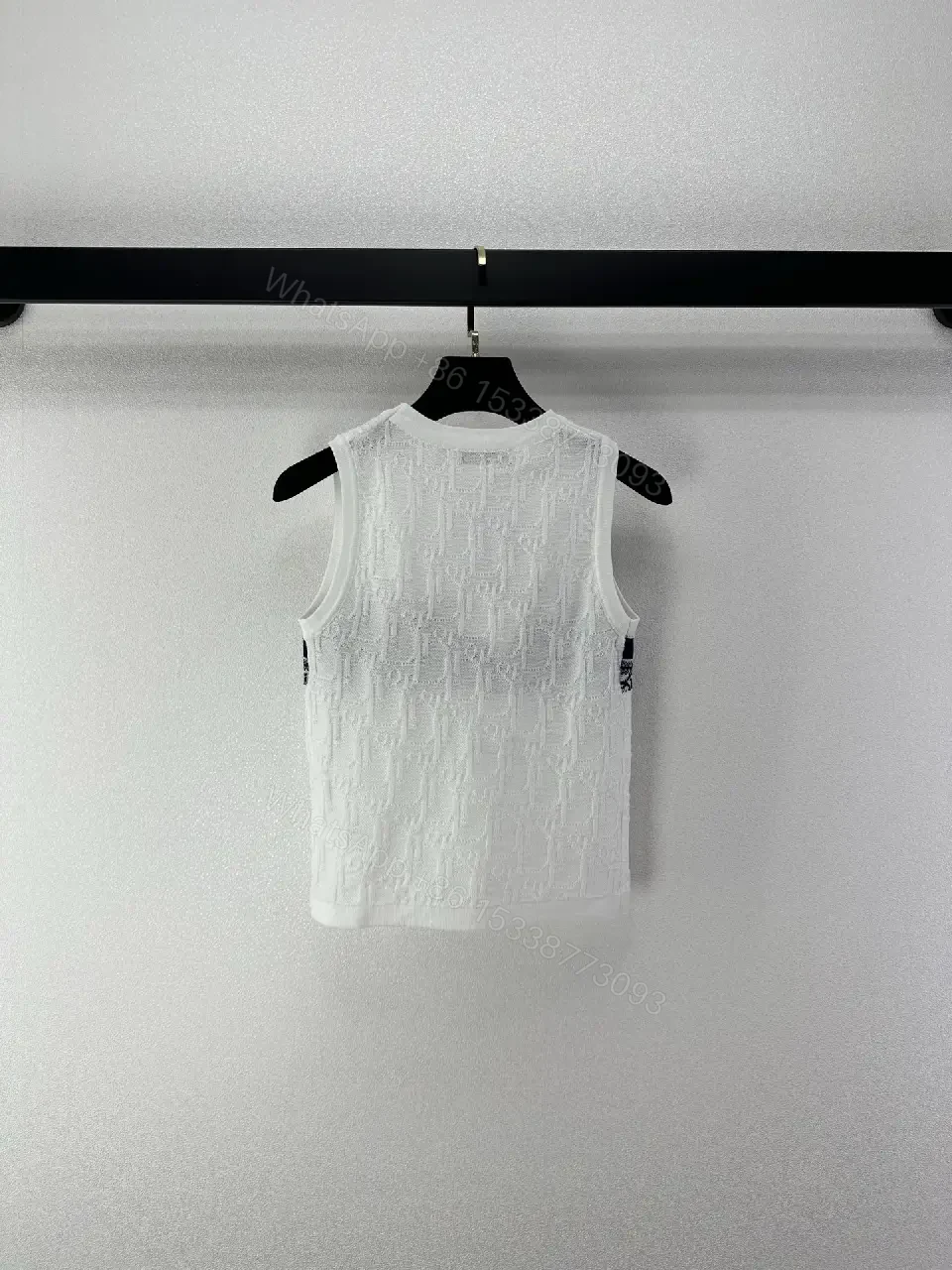 View 3 of White Linen Tank Top Dior Logo Band Sleeveless Classic Print Tank Top