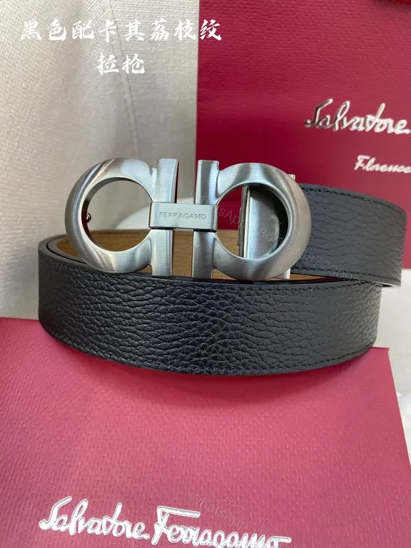 Refined Leather Belt with Ferragamo-Style Hardware - Luxury Belt — view 1