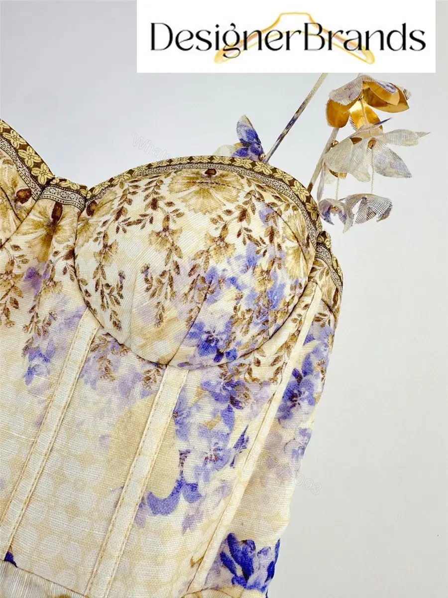 View 3 of Zimmermann Picnic Floral Linen-Silk Blend Slip Dress