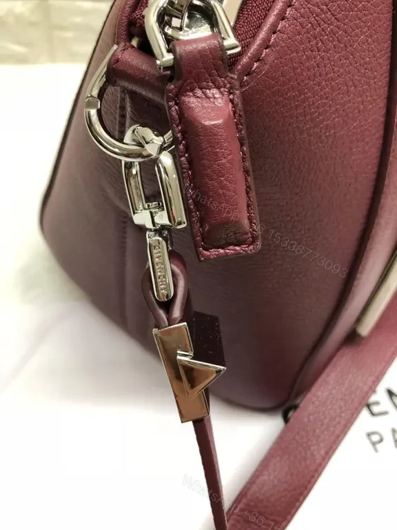 View 6 of Burgundy Pebbled Leather Handbag: Structured Luxury Tote