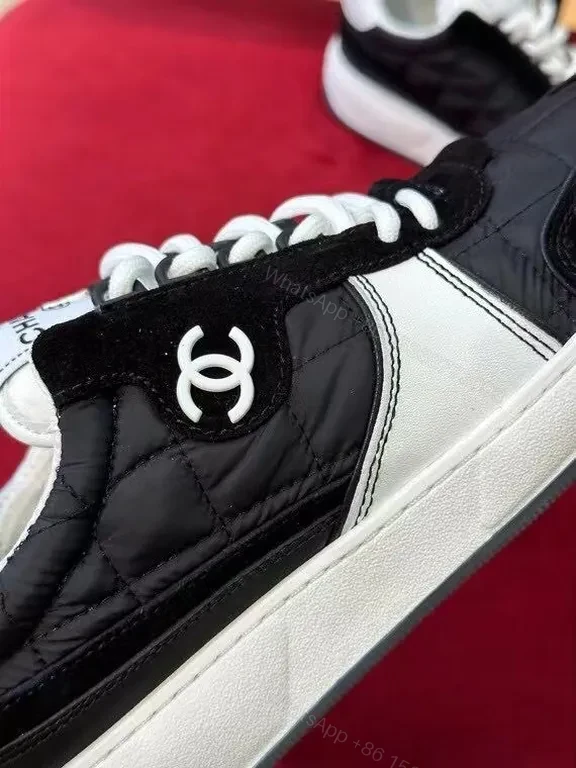 View 6 of Quilted Black-White Low-Top Sneakers: Premium Luxury casual