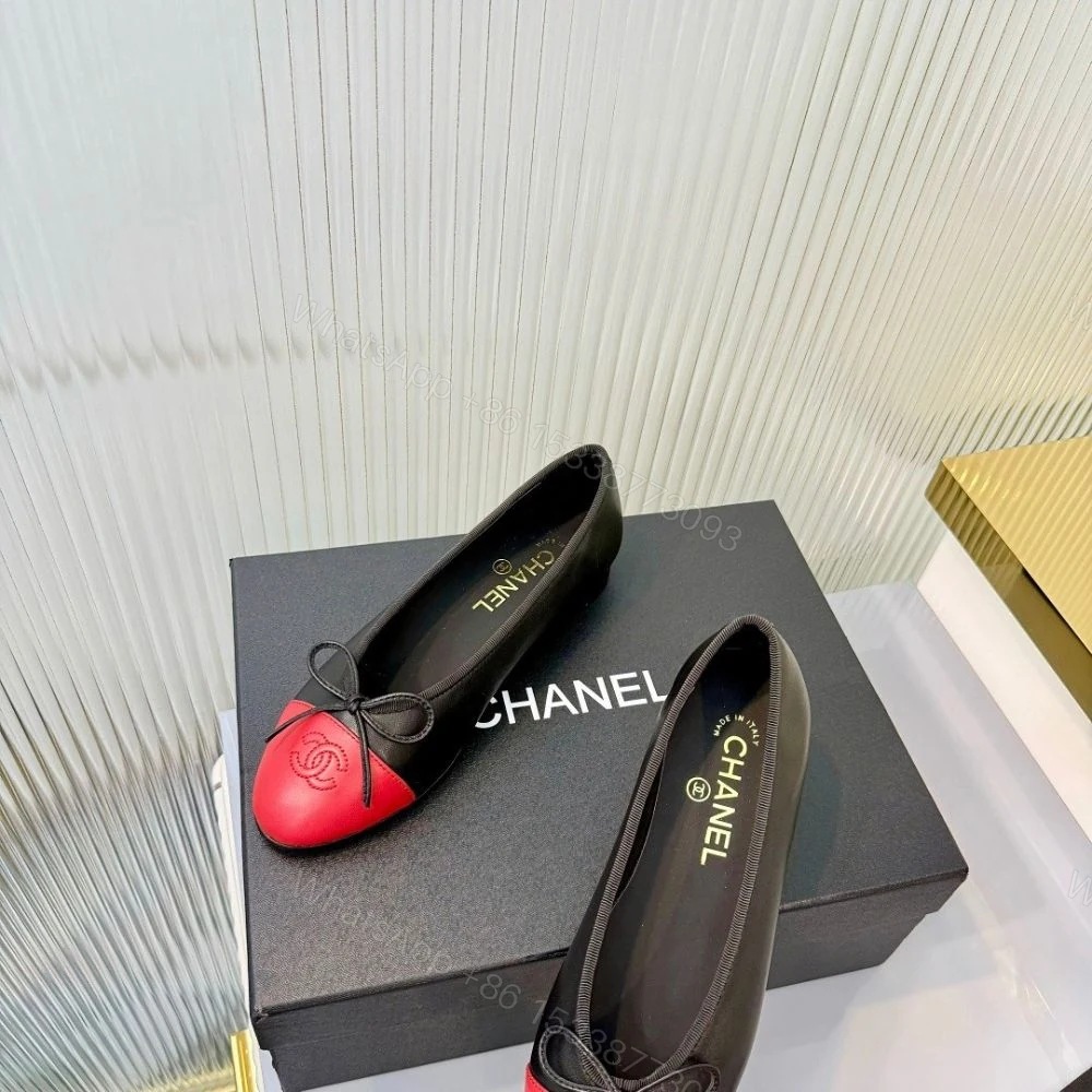 View 7 of Chanel Ballet Flats Black And Red