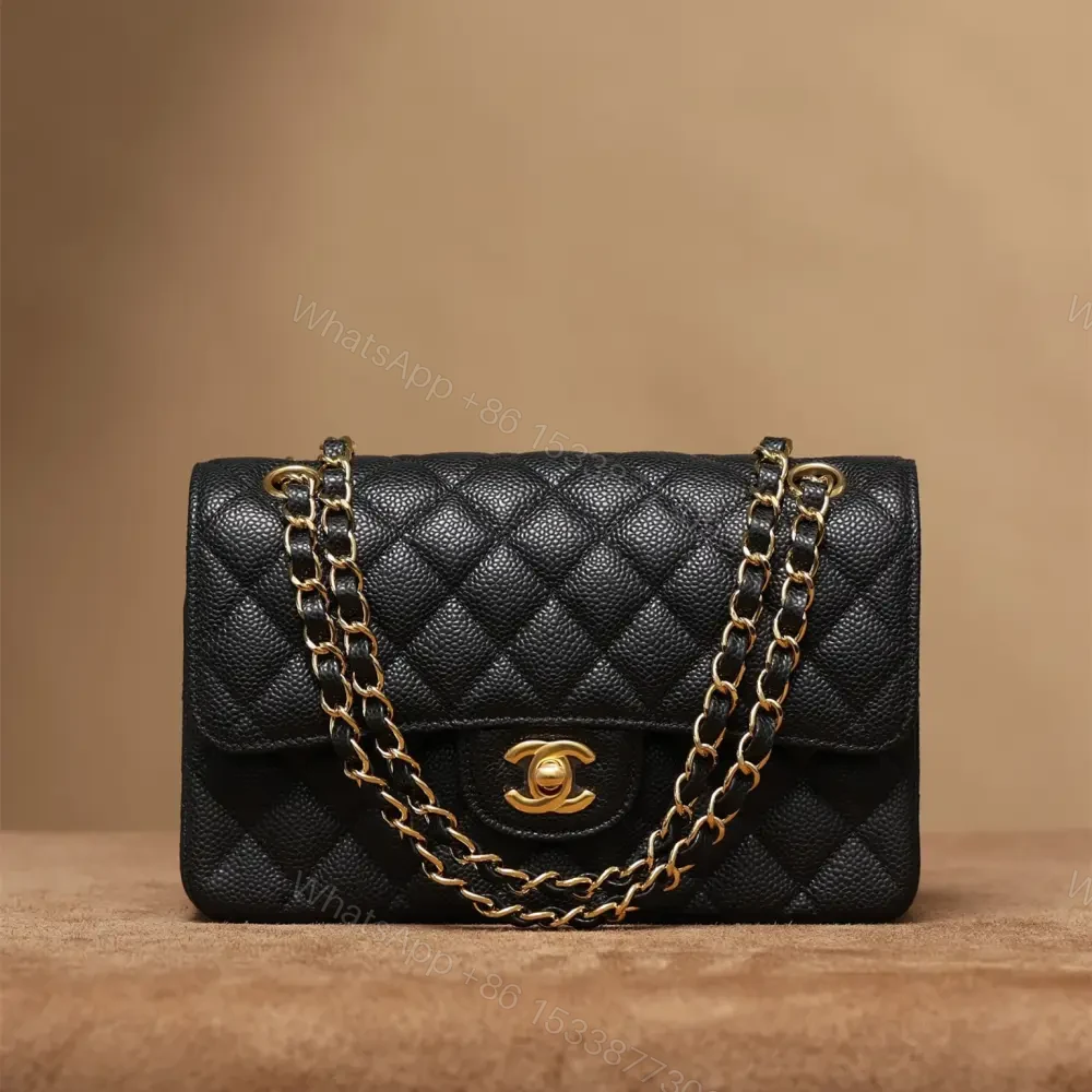 高仿Chanel*CF系列魚子醬口蓋包黑金S免檢版 — view 1