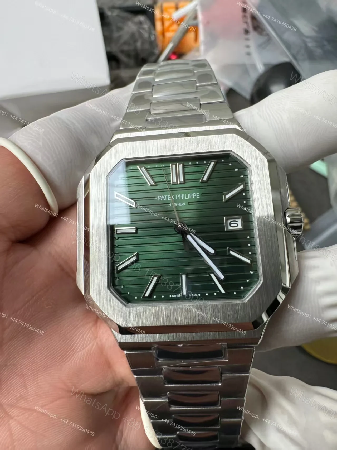 View 3 of Patek Philippe Super Clone Cubitus 5821/1A-001 Green Dial 45MM