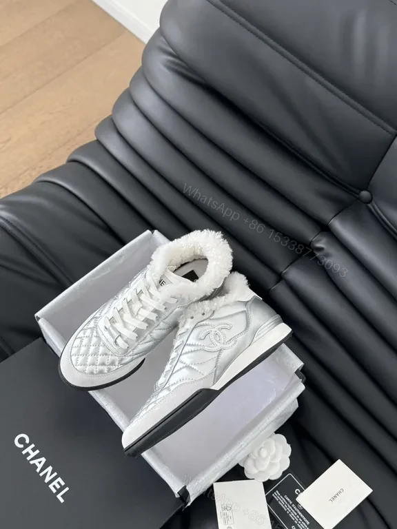 View 8 of Chanel-Inspired Quilted High-Tops with Plush Shearling