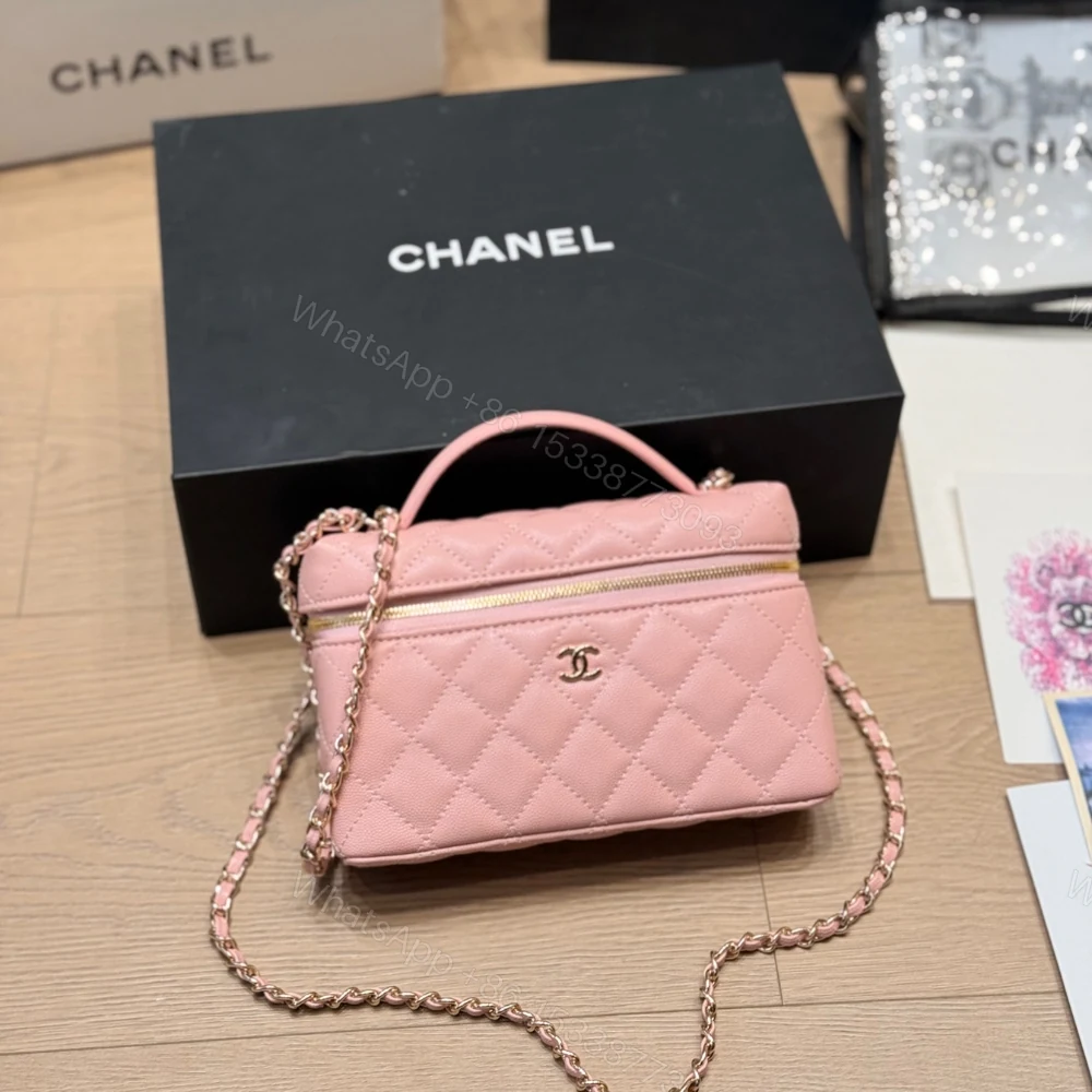 View 2 of Chanel Classic Vanity With Chain Gold Hardware Pink 19Cm