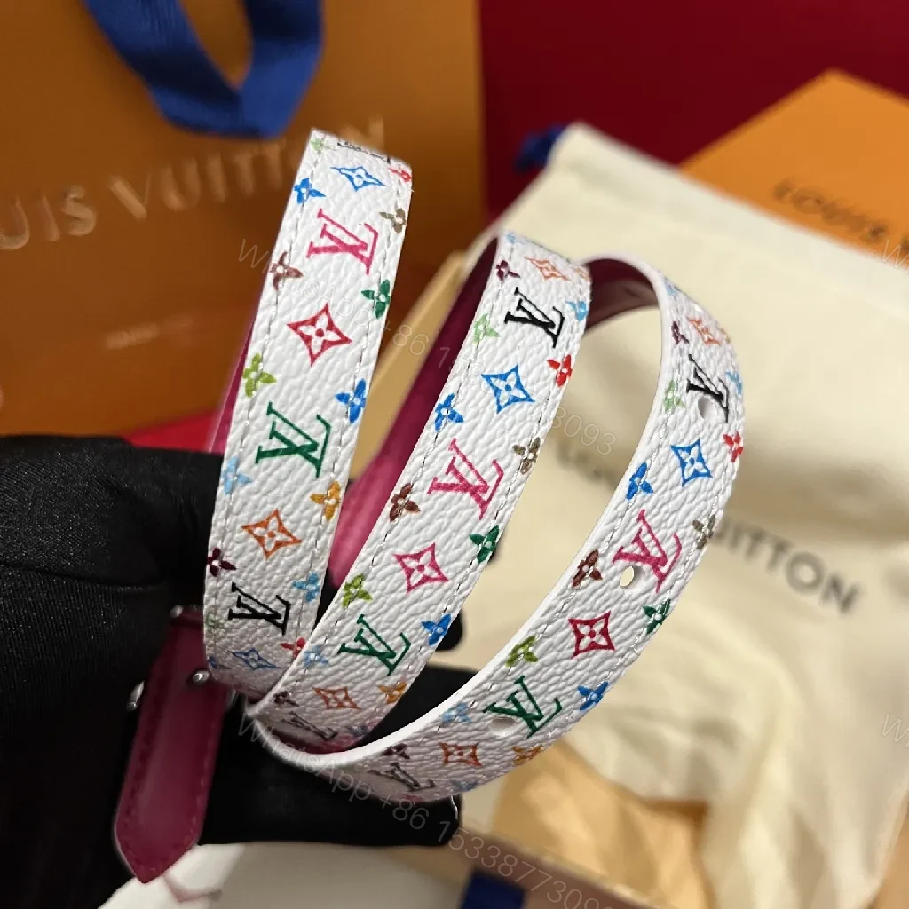 View 7 of Colorful Monogram Rainbow Belt — Luxury Coated Canvas Belt