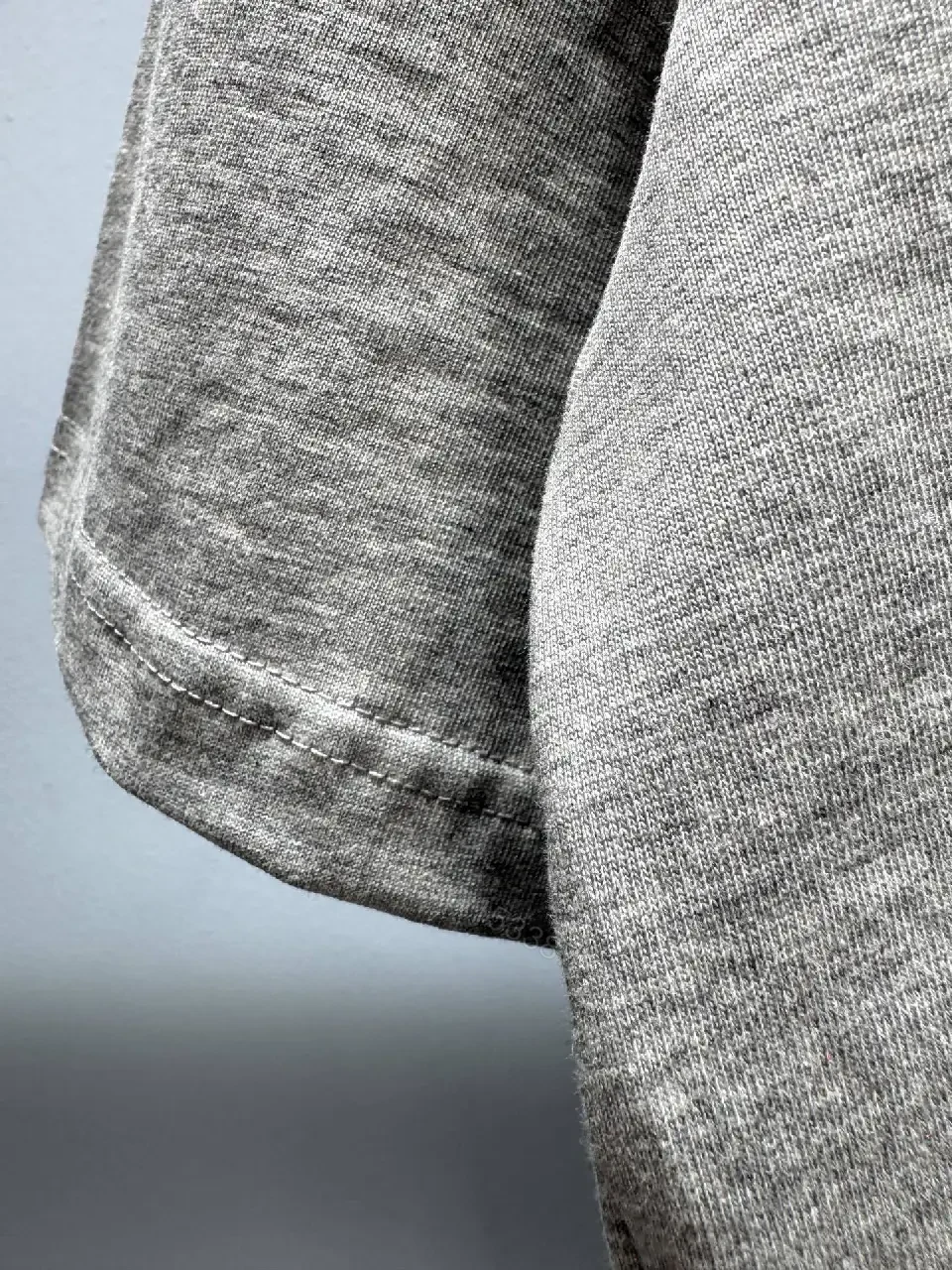 View 8 of Grey Cotton Blend Tee, Subtle Luxury, Logo Accent T-Shirt