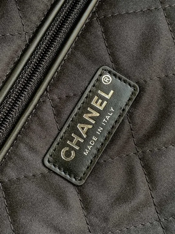 View 4 of Quilted Black Leather Tote with Chain - Luxe Everyday Bag