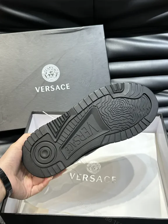 View 8 of Versace-Inspired London Runner Sneakers: Black, Premium Leather