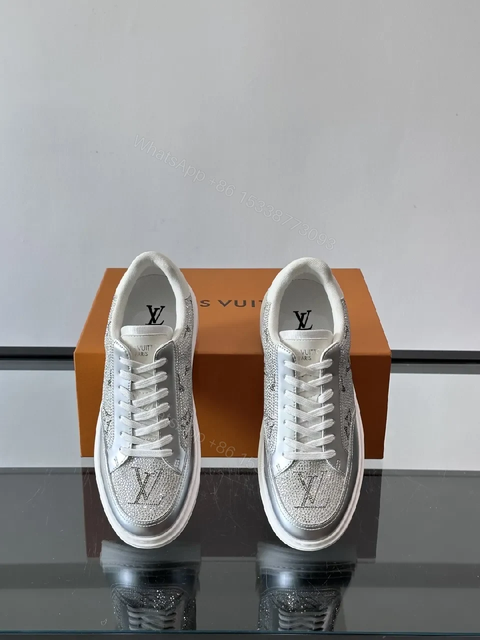 View 6 of Textured-Luxe Silver Sneakers: Sparkle-Contrast High-Tops