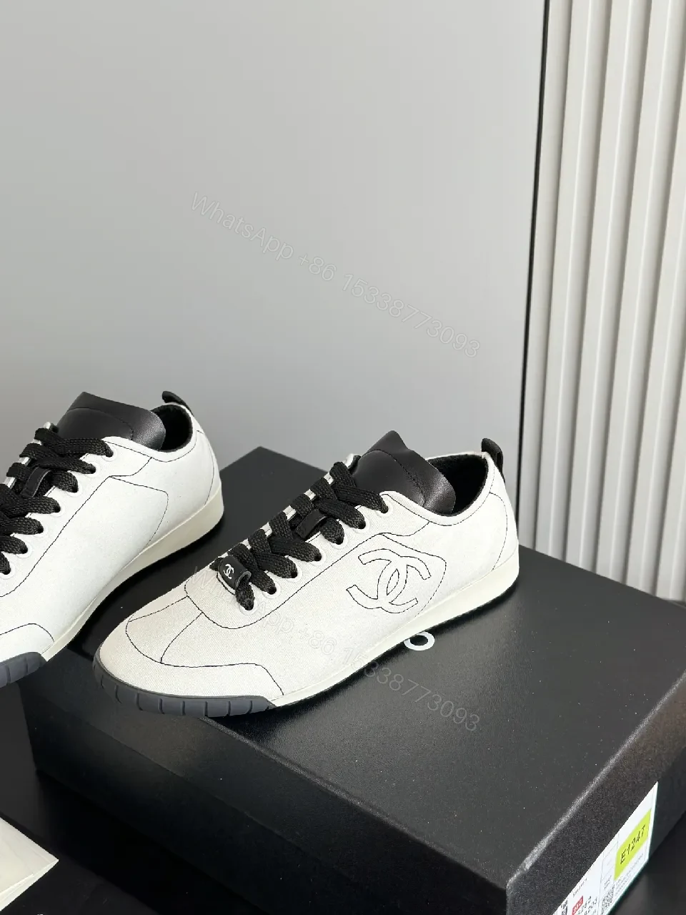View 5 of Black Leather-Trim Modern Luxe Sneakers with Comfort Fit