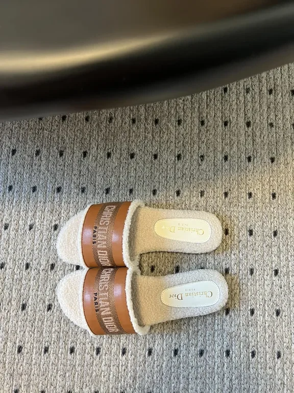 View 7 of Cozy Couture Plush Sliders with Leather Straps - Luxury House Sandals