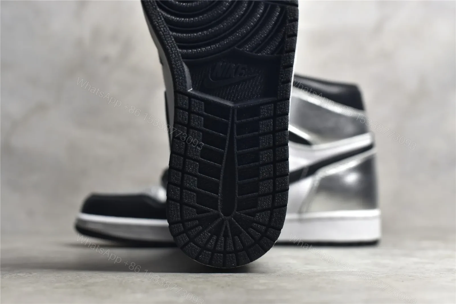 View 9 of Air Jordan 1 Retro High “Silver Toe” Replica