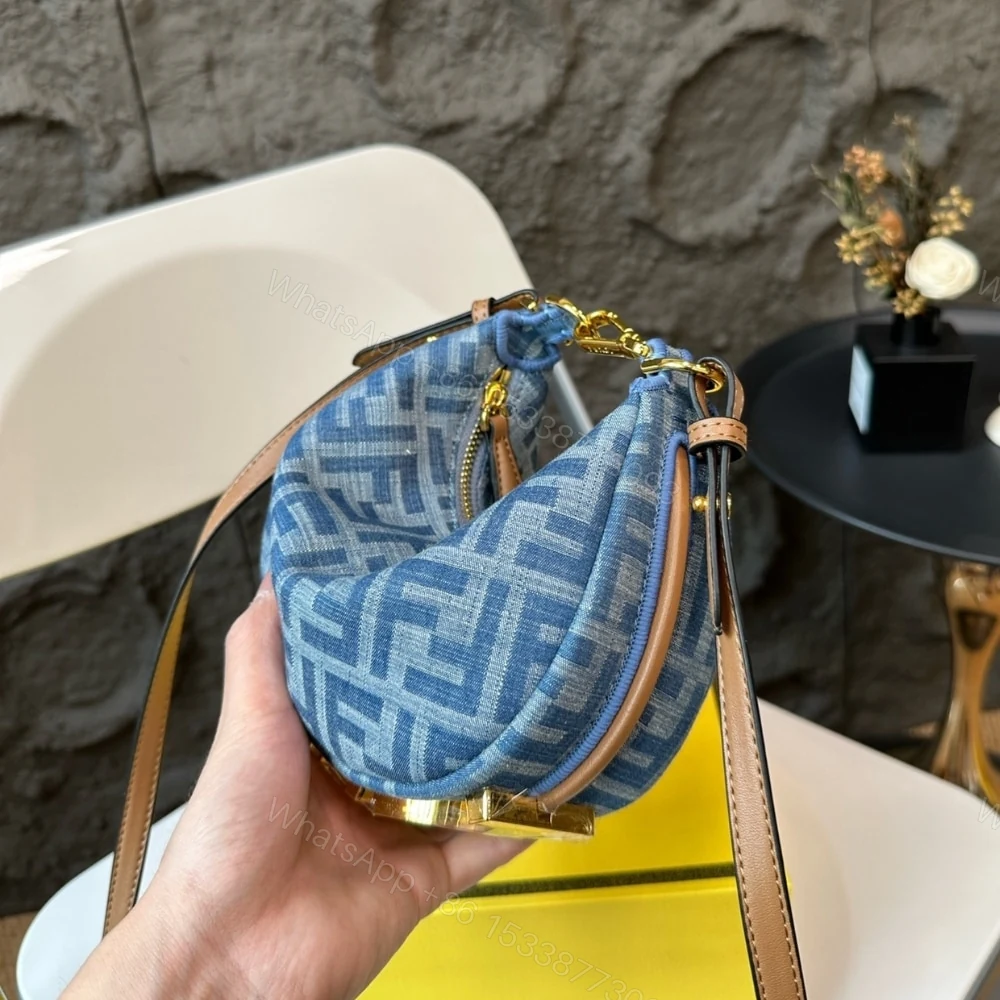 View 4 of FENDI FENDIGRAPHY MINI BAG DENIM BLUE FF 20CM 8BS081AS3FF1PLN