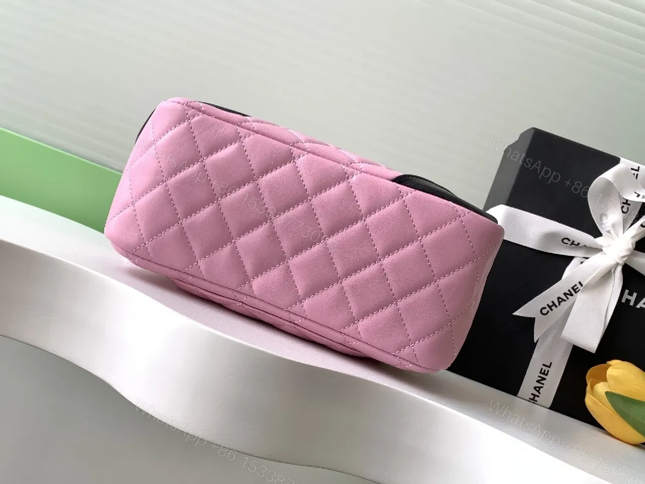 View 5 of Pink Quilted Handbag: Lux Metallic Detail, Compact Chic Bag