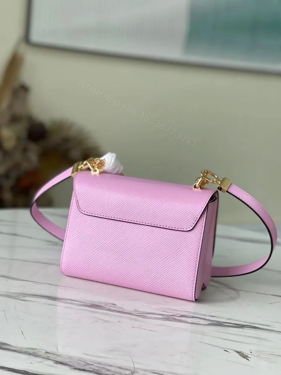 View 8 of Louis Vuitton LV Twist Pink Handbags With Lock Gold 24cm