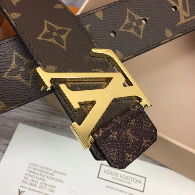 View 2 of Louis Vuitton Monogram Belt with Gold LV Buckleâ€”Versatile Luxury Accessory
