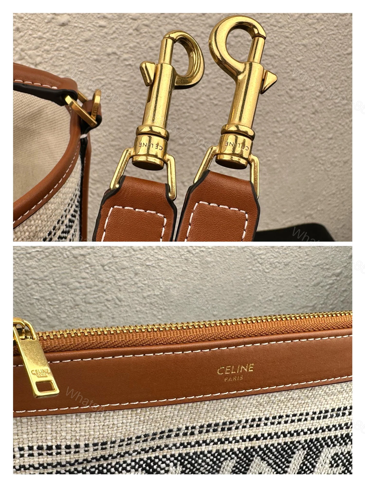 View 2 of CELINE BUCKET 16 IN STRIPED TEXTILE WITH CELINE JACQUARD WHITE BLACK 25CM