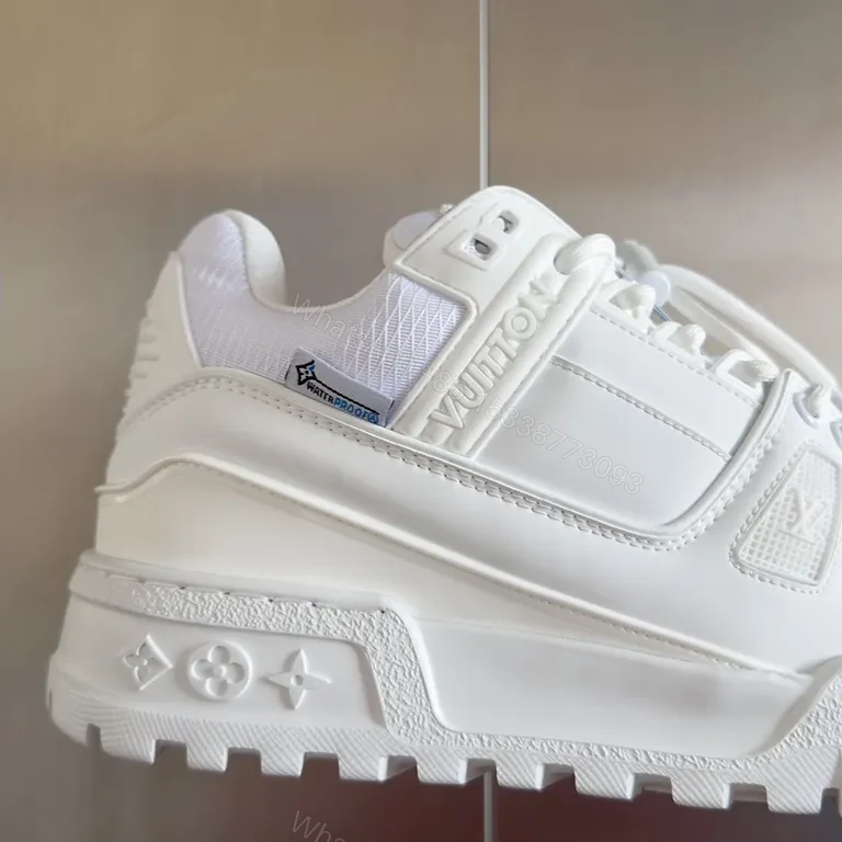View 8 of White Signature Luxe Sneakers: LV-Inspired, All-White High Tops