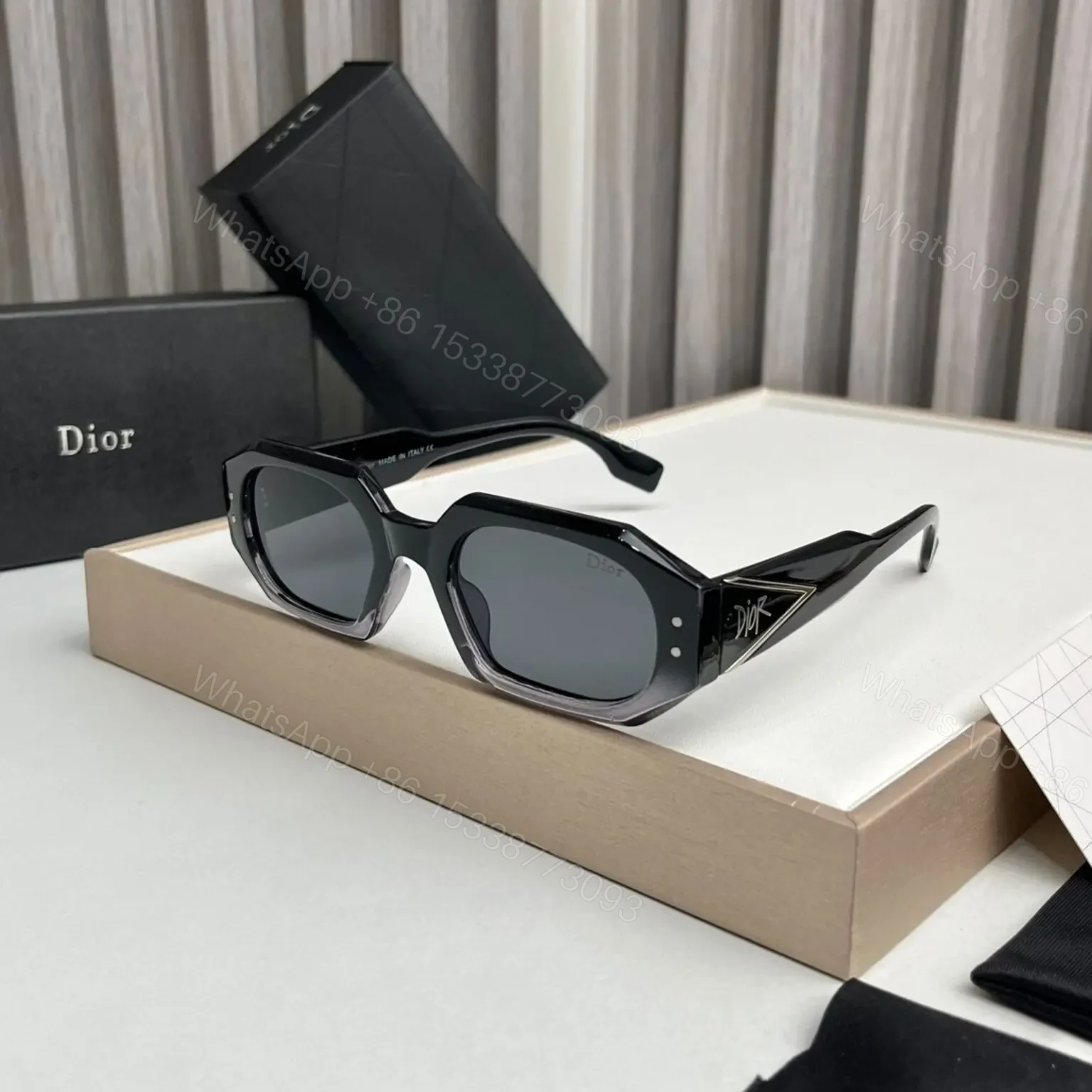 Dior Rectangular Black-Grey Sunglasses – One Size — view 1