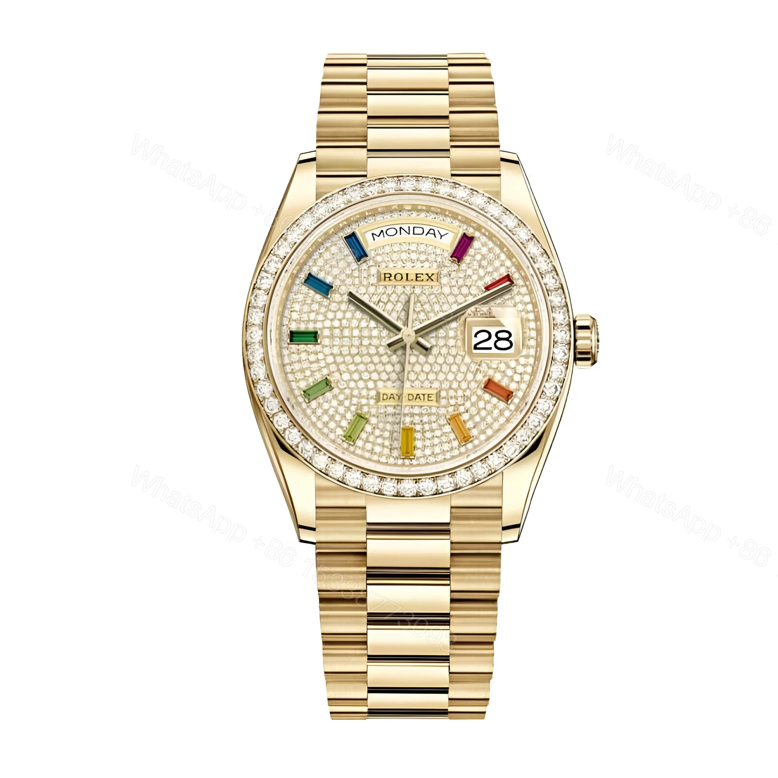 Rolex Day-Date Yellow Gold With Pave Diamond Dial Sapphire 128348RBR-0030 Replica — view 1