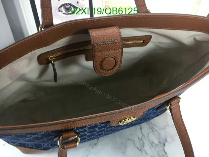 View 6 of Gucci Replica Ophidia Denim GG Medium Blue Tote QB61258 – Luxury AAAA Handbag