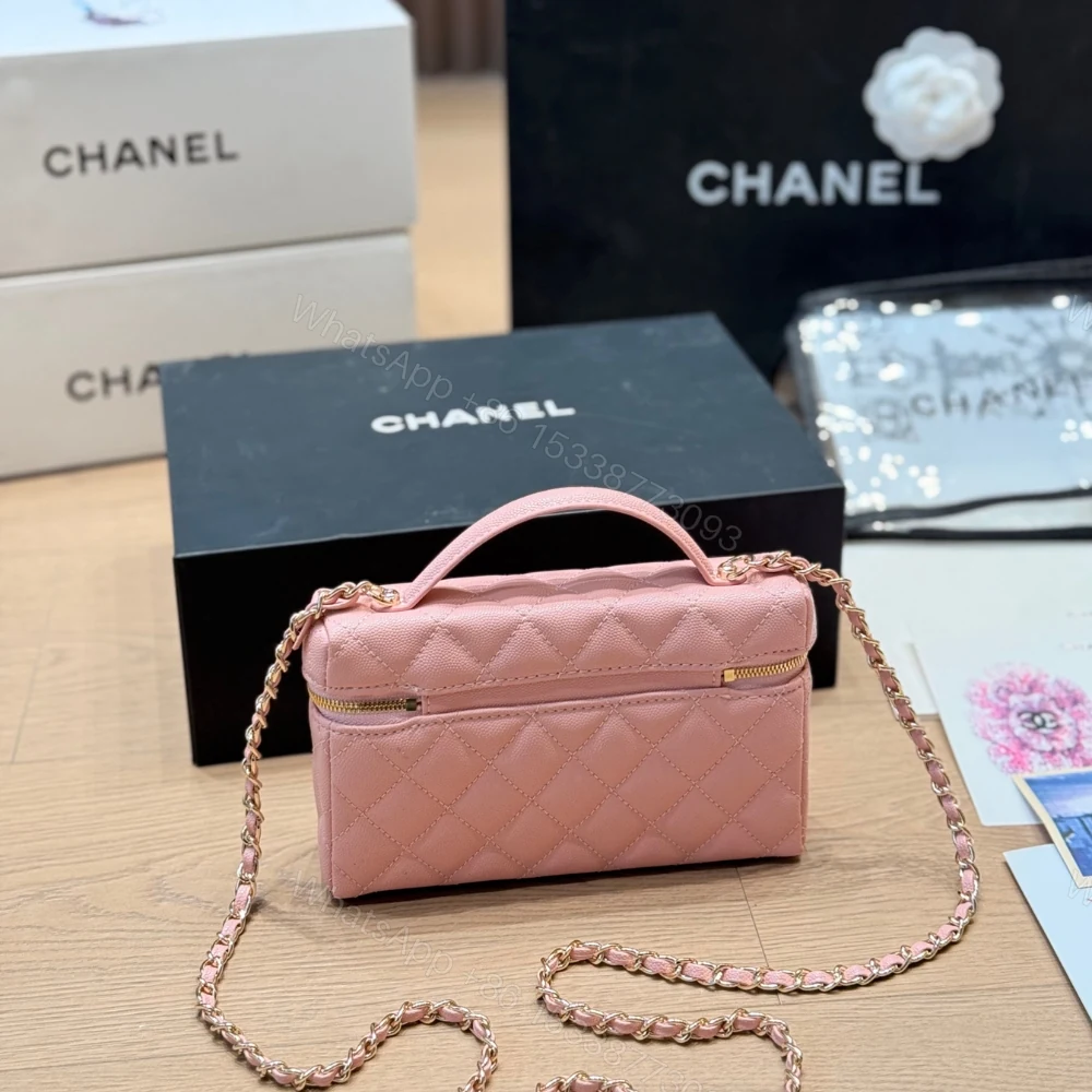 View 6 of Chanel Classic Vanity With Chain Gold Hardware Pink 19Cm