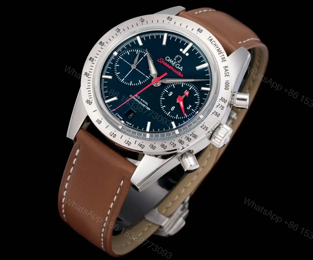View 2 of Omega Speedmaster 57 Blue Replica Brown Leather Strap 42MM Premium 331.12.42.51.03.001