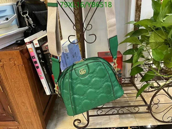 View 4 of Fake Gucci GG Matelassé Green Leather Bag PZK456