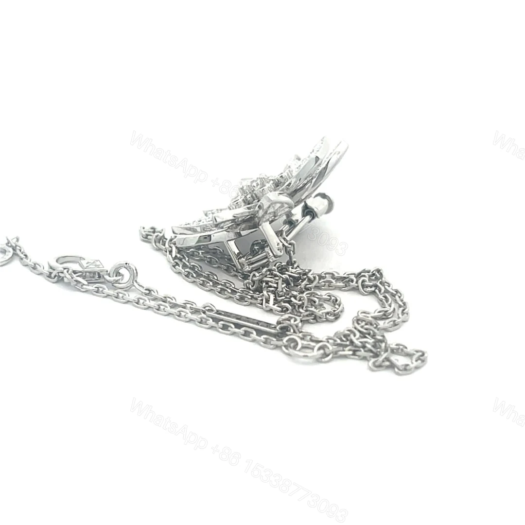 View 3 of Van Cleef & Arpels Lotus White Gold Clip Pendant & Brooches
