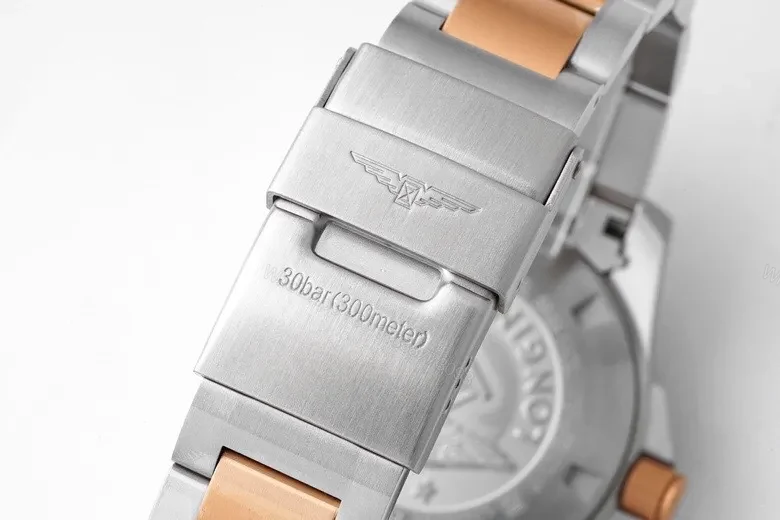 View 8 of Longines Conquest Diver Watch Black Dial Two Tone Stainless Steel and Rose Gold Bracelet Automatic