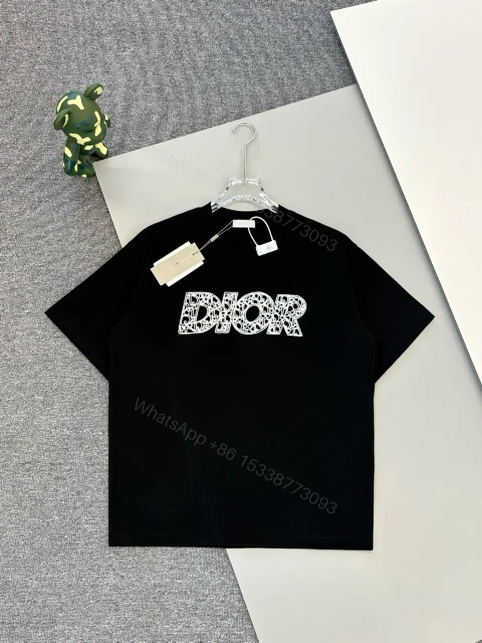 View 5 of Black Cotton DIOR Graphic Tee—Premium Streetwear Essential