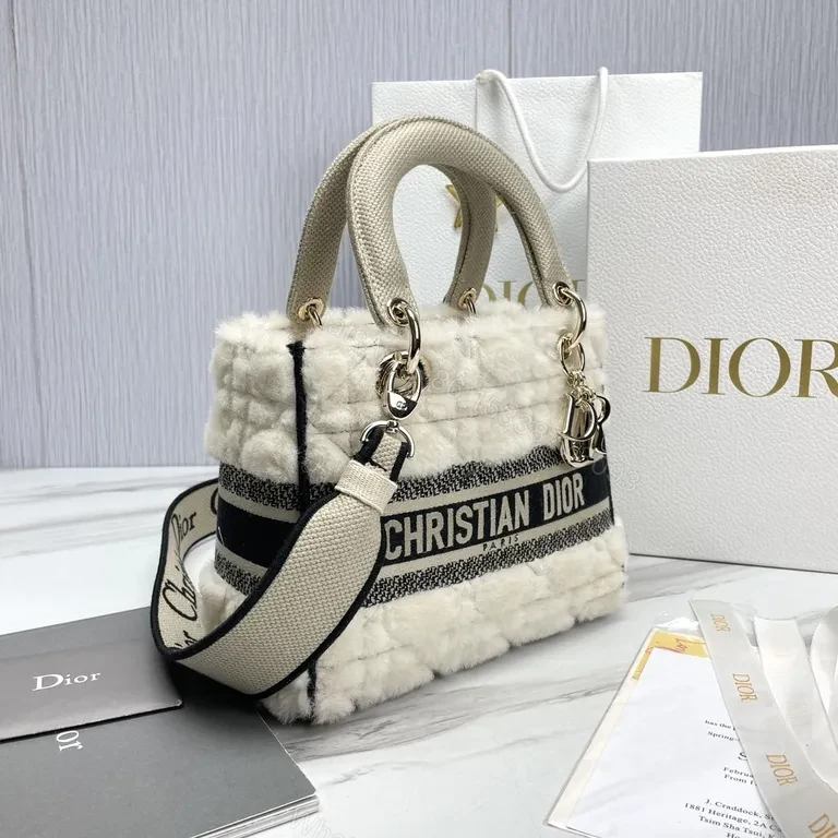 View 8 of Cream Shearling Luxe Bag: Dior-Inspired Iconic Tote