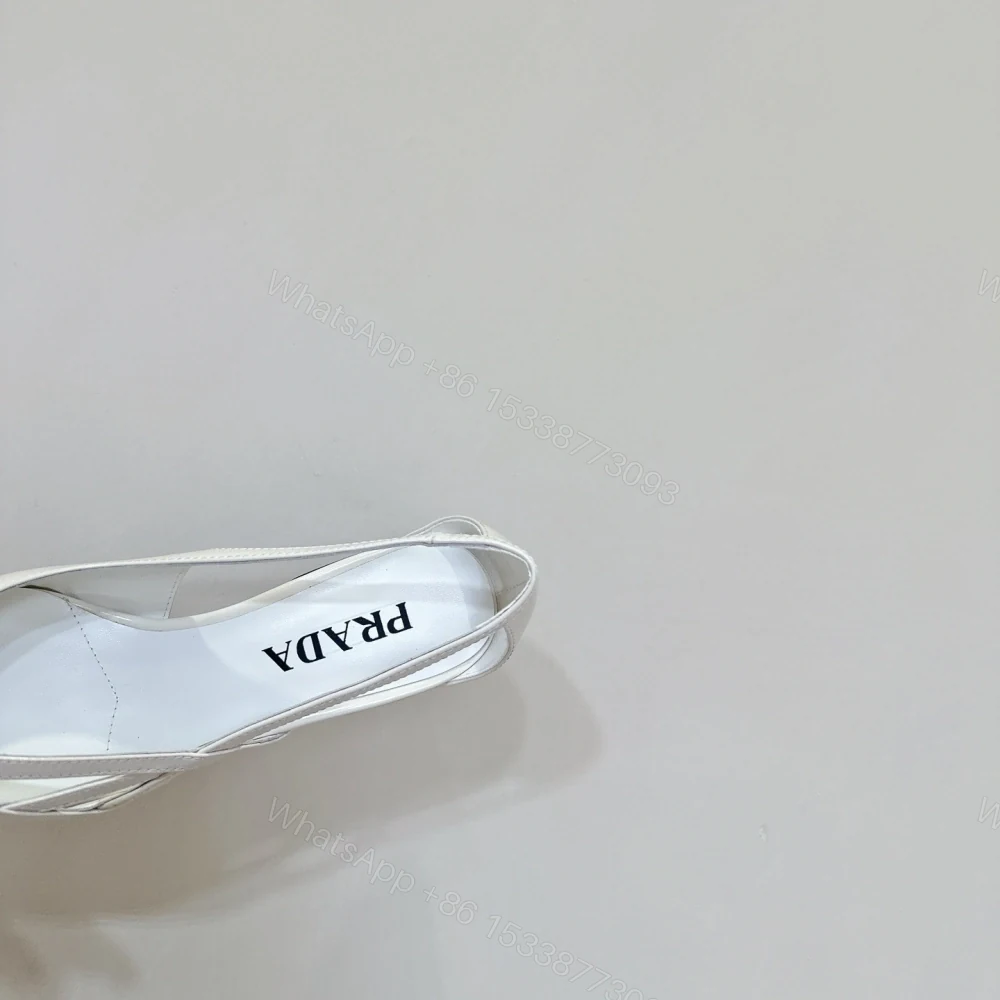 View 8 of 高仿Prada*1I747M尖頭粗跟高踭鞋5.5CM白色免檢版