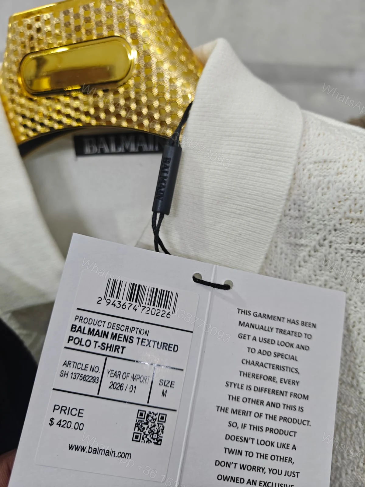 View 9 of FIRST COPY BALMAIN ORIGINAL SUMMER COLLAR POLO T-SHIRT