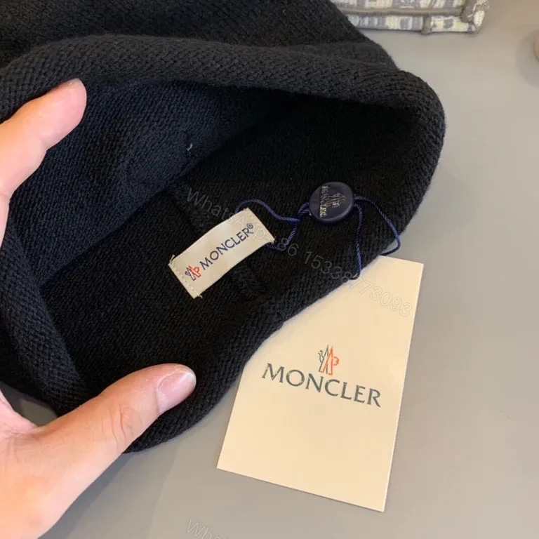 View 7 of Moncler Black Wool-Blend Knit Beanie - Minimal Luxury