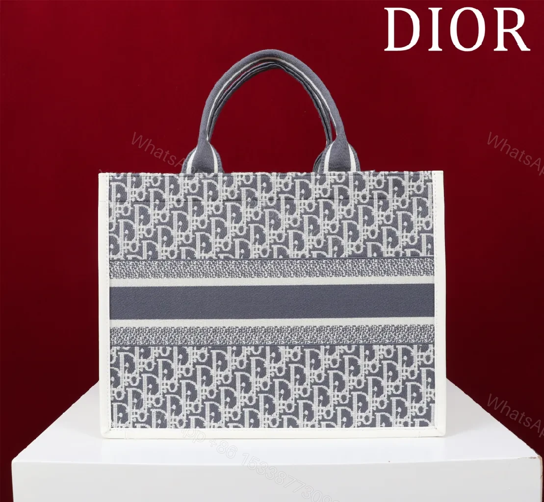 View 4 of Grey Monogram Tote: Structured, Iconic Dior-Inspired Luxury Bag
