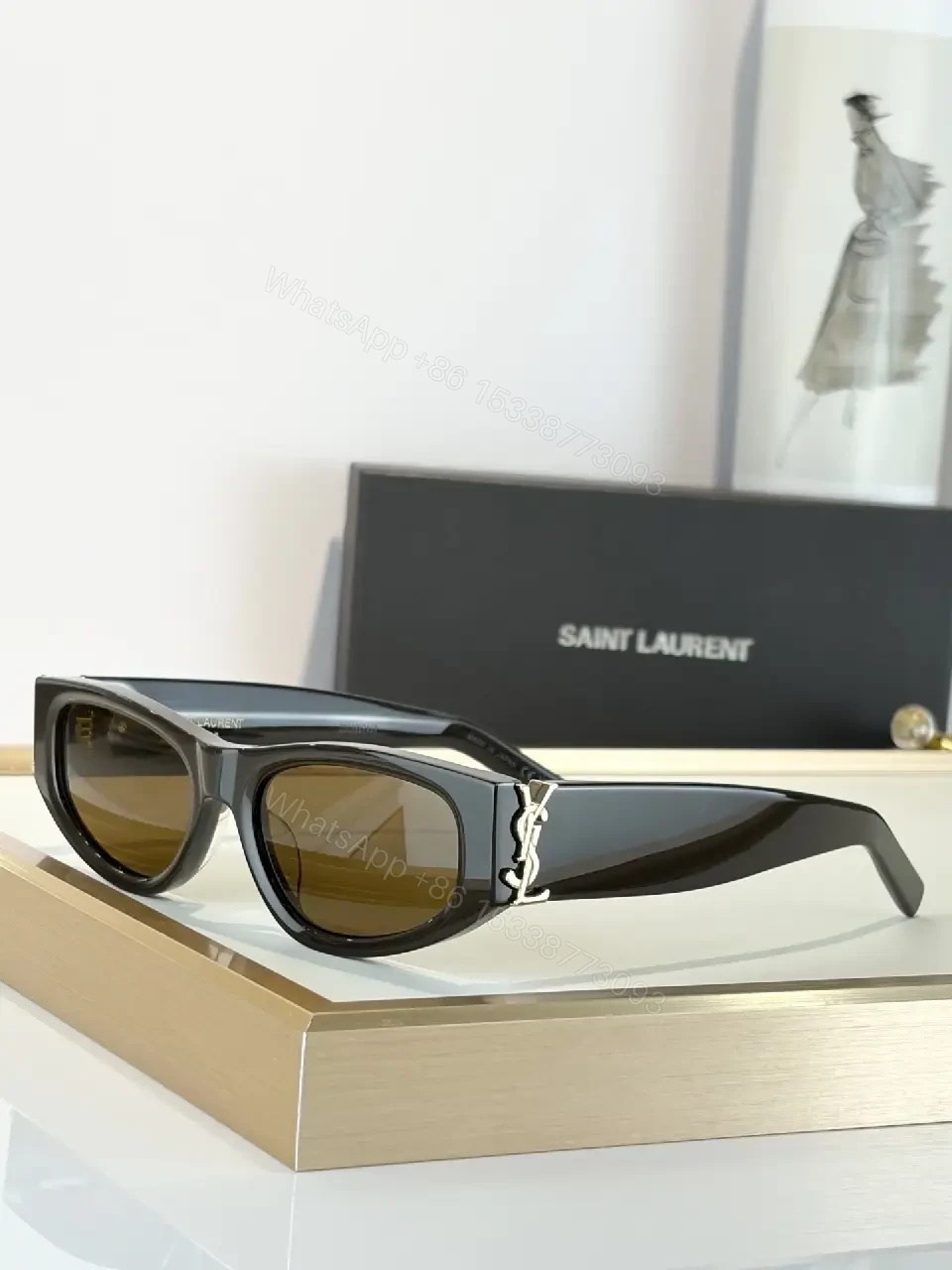 View 9 of Bold Black Sunglasses with Luxe Chain Detail