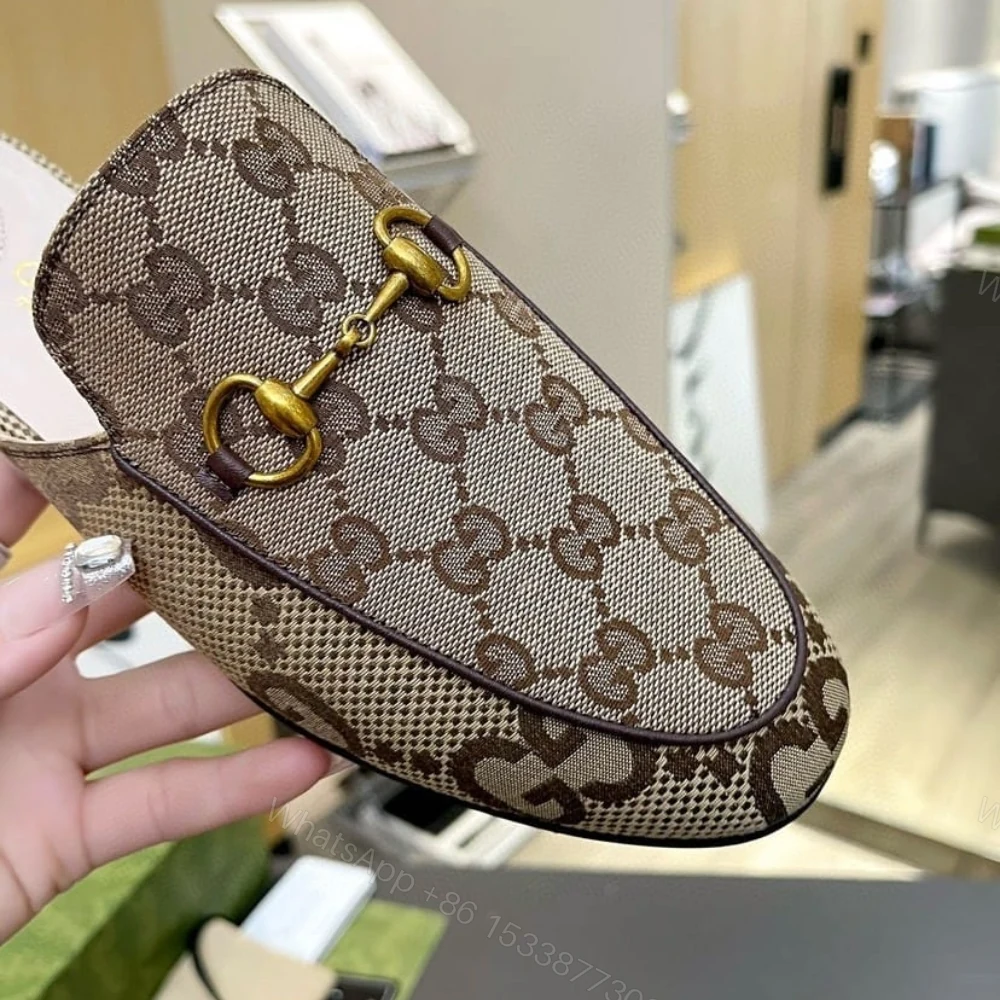 View 5 of Gucci Women Princetown Slipper Beige And Ebony GG Canvas 475094 UKO60 2588
