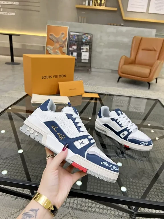 View 9 of Bold Navy-White LV-Inspired High-Tops: All-Day Comfort Sneakers