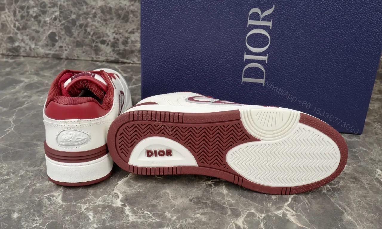 View 4 of White Leather Burgundy-Accent Sneakers: Luxe Comfort, Sporty Chic