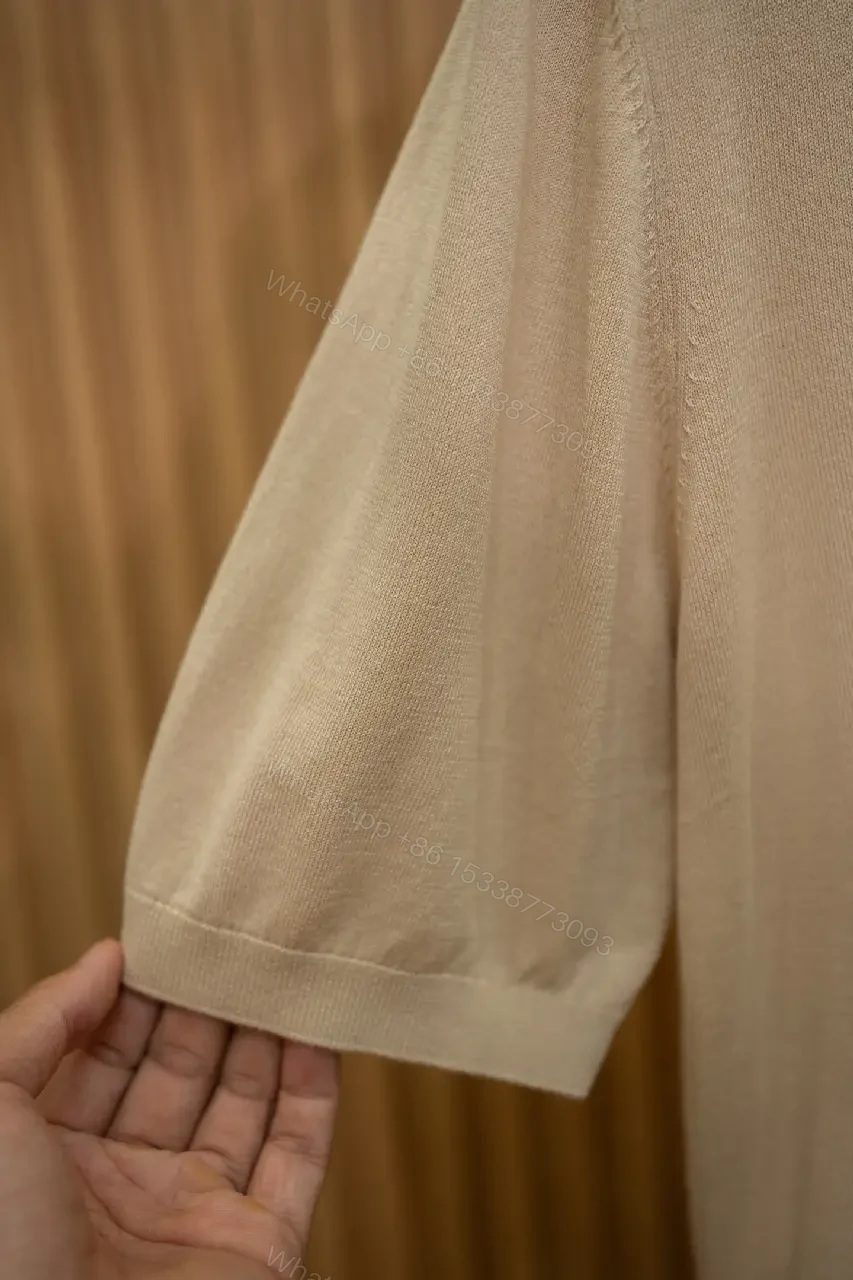 View 8 of Off-White Knit Short-Sleeve Crew Neck Sweater, Smooth Texture